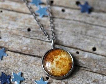 Venus Planet Pendant - Galaxy Space Necklace - Antique Silver or Bronze - Petite Solar System - Cosmic Jewelry, Taurus Libra Birthday