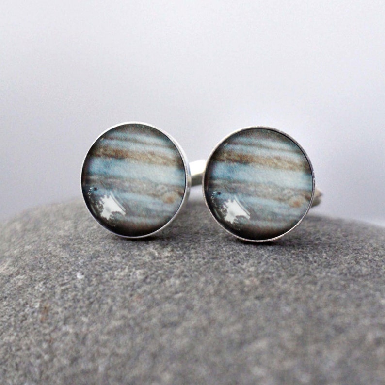 Jupiter Cuff Links Galaxy Accessories Gifts for Dudes, Planet, Space Cufflinks, Science Wedding Solar System, Fathers Day image 2