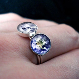 Galaxy Space Ring Sterling Silver, 8mm, Custom Sized Petite Solar System Planet and Nebula Stacking Rings Space Jewelry image 4