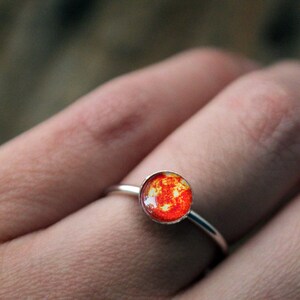 Sun Sterling Silver Stacking Ring - Galaxy Space Jewelry Custom Sized - Petite Solar System Planet Jewellery - Leo Zodiac Ruling Planet