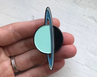 Uranus Enamel Pin - Solar System Lapel Pins, Illustrated by Lauren Beacham - Planetary Unisex Gift, Stocking Stuffer, Professional Accessory