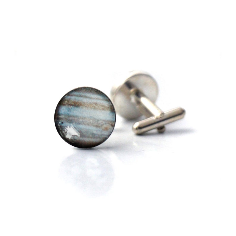 Jupiter Cuff Links Galaxy Accessories Gifts for Dudes, Planet, Space Cufflinks, Science Wedding Solar System, Fathers Day Silver Tone
