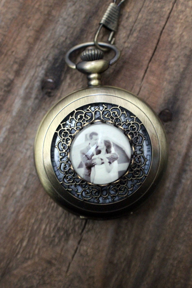 Custom Pocket Watch Personalized Bronze Photo Pocket Watch Etsy
