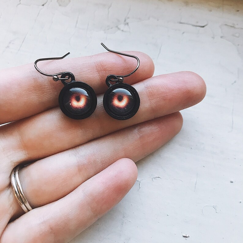 Black Hole Dangle Earrings Black Earrings with M87 Galaxy Etsy