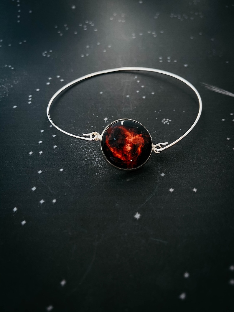 Delicate Cuff Bracelet in Silver Tone with Heart Nebula CLEARANCE