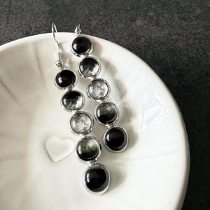 Phases of the Moon Earrings - Vertical Long Lunar Phase Dangle Earrings - Gifts under 50 for Teachers, Women in STEM, Classy Geeks