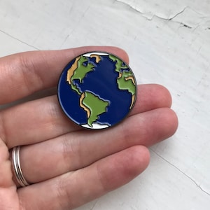 Earth Enamel Pin - Solar System Lapel Pins, Planetary Unisex Gift, Stocking Stuffer, Bag Accessory, Clothing Accessory, Space Accessory