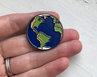 Earth Enamel Pin - Solar System Lapel Pins, Planetary Unisex Gift, Stocking Stuffer, Bag Accessory, Clothing Accessory, Space Accessory