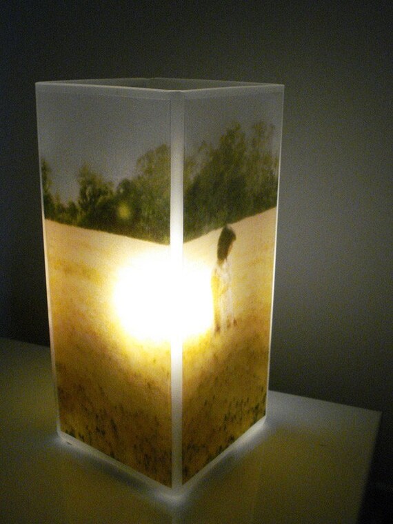 Items similar to Glass Polaroid Photo Table Lamp Fields of Gold Unique Housewarming Gift