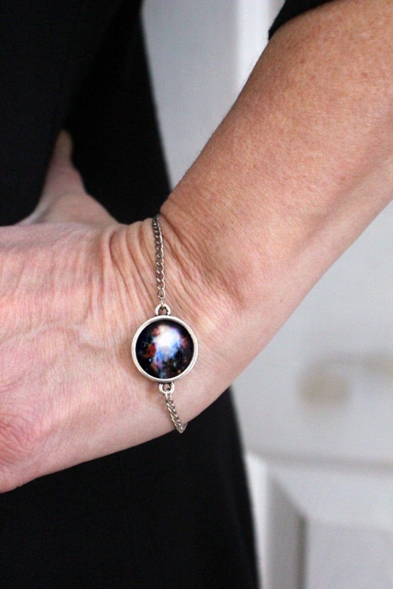 Galaxy Space Bracelet Universe Jewelry Petite Solar System Planet and Nebula Bracelet Space Jewelry, Bridesmaid Gift image 3