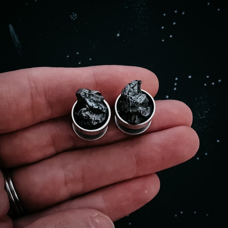 Cufflinks with Authentic Meteorite Campo del Cielo Raw Meteor Crystal Cuff Links in Matte Silver Unique Gifts for Dudes, Wedding Ideas image 6