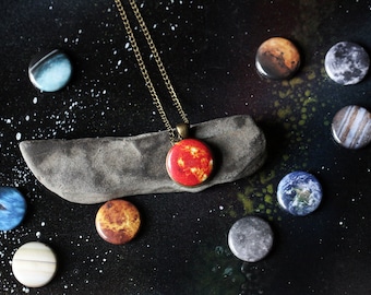 Collier interchangeable galaxie système solaire espace planète - bijoux magnétiques, long collier - pendentif cosmique, cadeau de demoiselle d'honneur