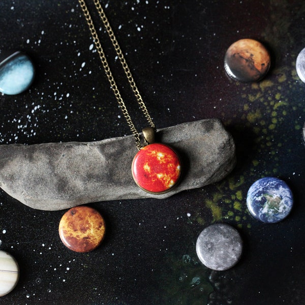 Interchangeable Galaxy Solar System Space Planet Necklace - Magnetic Jewelry, Long Necklace - Cosmic Pendant, Bridesmaid Gift