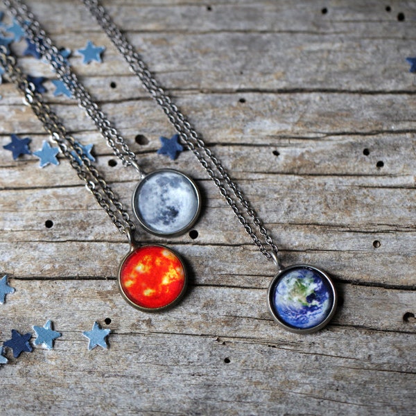 OVERSTOCK SALE Surprise Galaxy Space Pendant - Sellers Choice- Petite Solar System Planet and Nebula Necklace - Outer Space