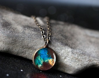 Jellyfish Nebula Pendant - Galaxy Space Necklace - Antique Silver or Bronze - Cosmos Jewellery, Outer Space Universe Jewelry, Science Gift