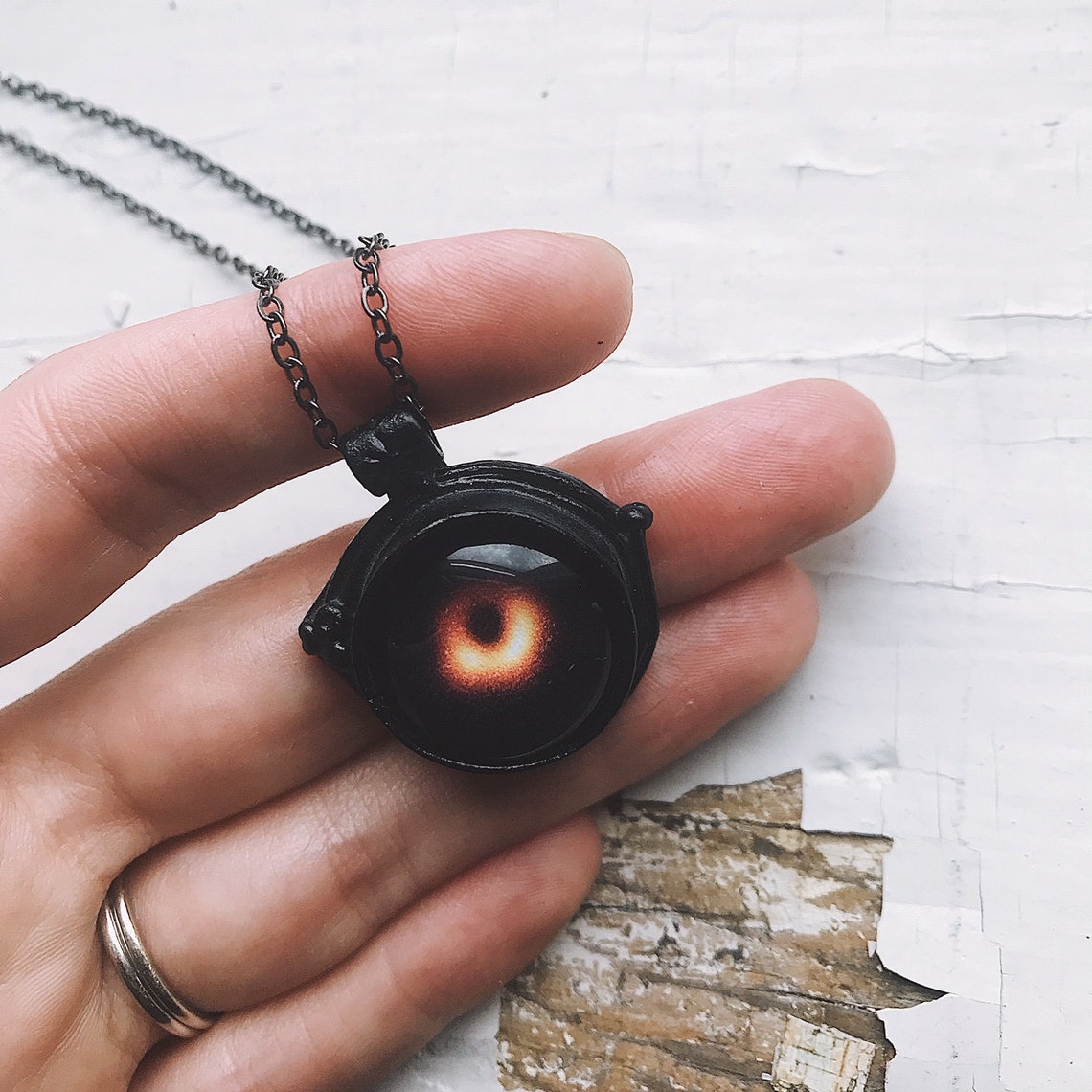 Black Hole Pendant Necklace M87 Galaxy Black Hole Jewelry Etsy