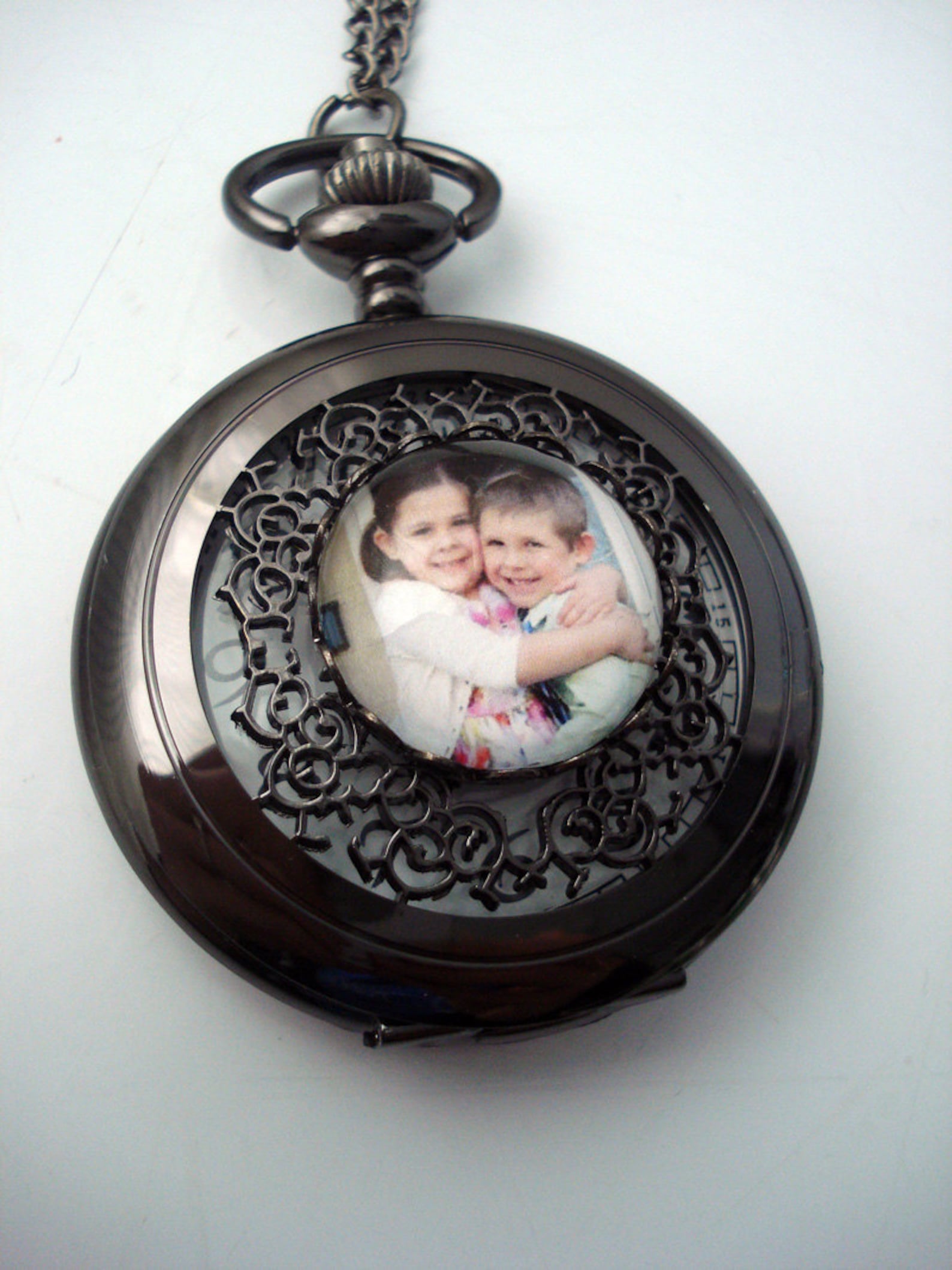 Personalized Custom Pocket Watch with Photo Antique Silver Etsy