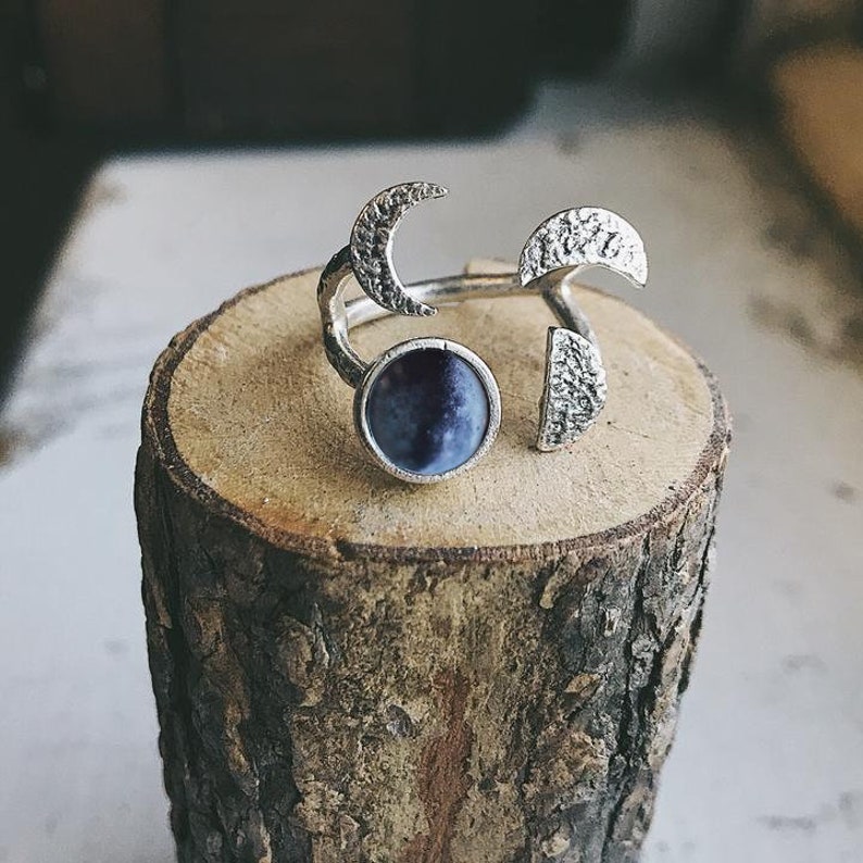 Lunar Phases Personalized Statement Ring with Custom Moon Date Personalized Birthday or Wedding Anniversary Gift, Moon Date Ring image 5