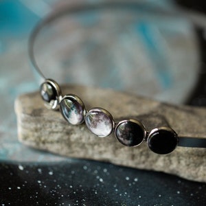 Moon Phase Headband - Unique Lunar Phase Hair Accessory - Silver or Gold Hairband with Phases of the Moon - Stocking Stuffer Cool Geeky Gift