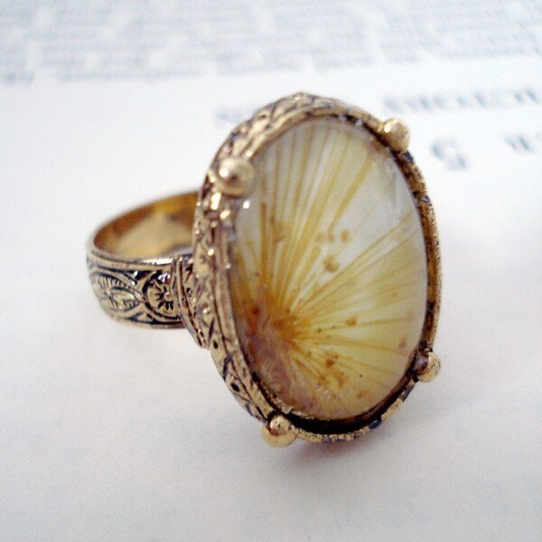 Vintage Heirloom Polaroid Photo Ring - Antique Gold - Onion Bloom (LAST ONE)