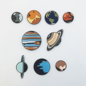 Solar System Planet Enamel Pin Set of 9 - Planetary Pins for Stocking Stuffers, Science Gifts, Bag Accessory, Clothing Accessory