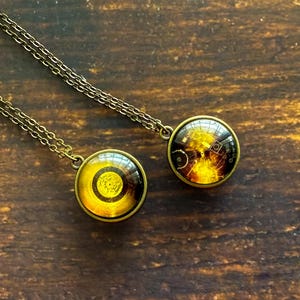 Voyager Golden Record Double-Sided Necklace - Space Probe Jewelry, Inspired by Carl Sagan - Humanity in the Stars, Space Exploration History
