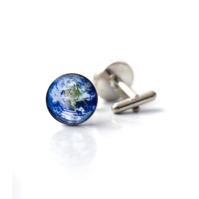 Earth Planet Cuff Links Galaxy Accessories Pale Blue Dot Space Cufflinks, Science Wedding, Solar System, Fathers Day, Groomsmen image 2