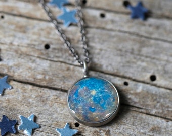 Mercury Planet Pendant - Galaxy Space Necklace - Antique Silver or Bronze - Petite Solar System - Cosmic Jewelry, Gemini Virgo Birthday