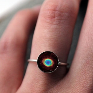 Ring Nebula Sterling Silver Galaxy Space Ring, Made to Order in Your Size - Unique Celestial Simple Jewelry, Stacking Ring