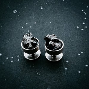 Cufflinks with Authentic Meteorite - Campo del Cielo Raw Meteor Crystal Cuff Links in Matte Silver - Unique Gifts for Dudes, Wedding Ideas