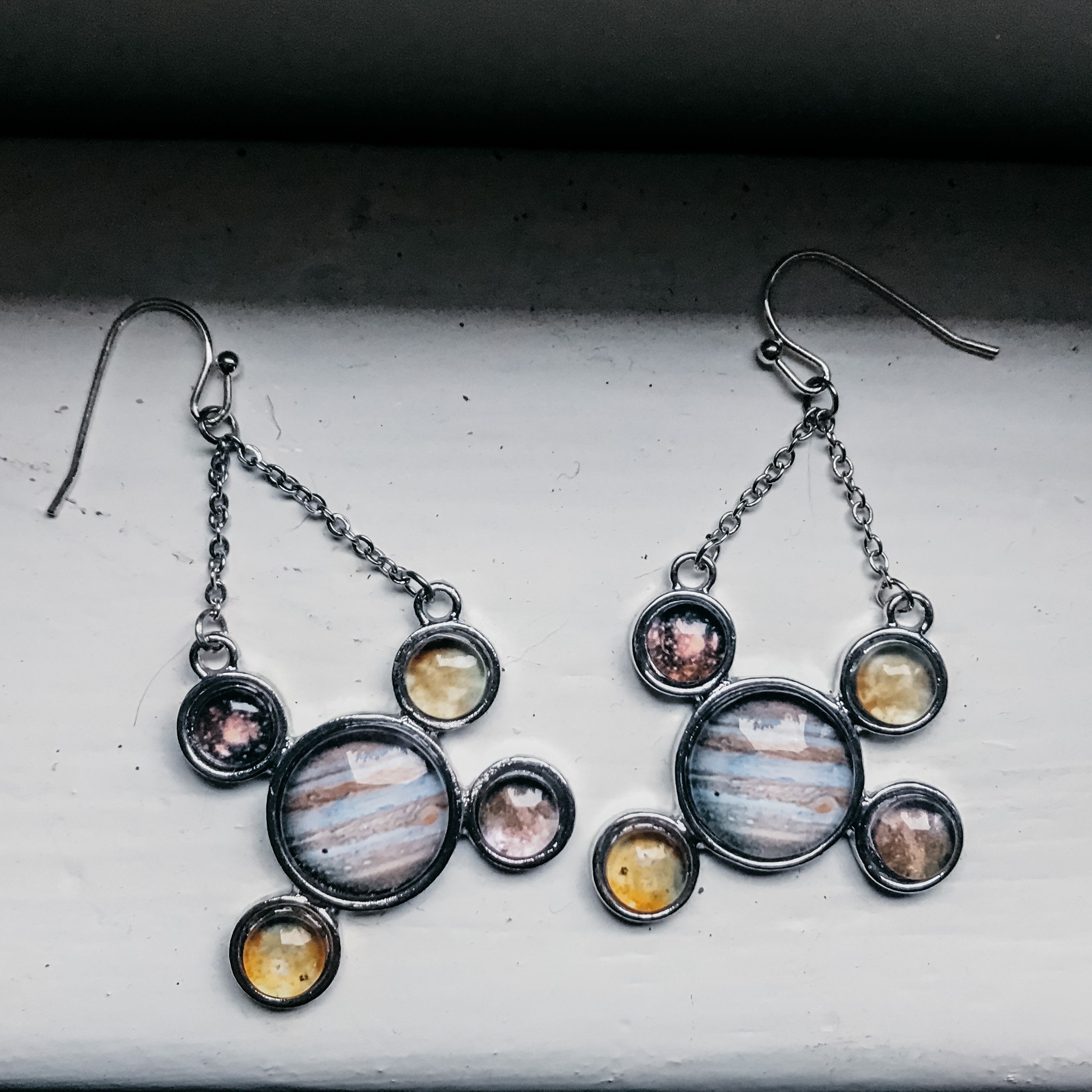 Jupiter Earrings Galilean Moons of Jupiter Chandelier Dangle | Etsy