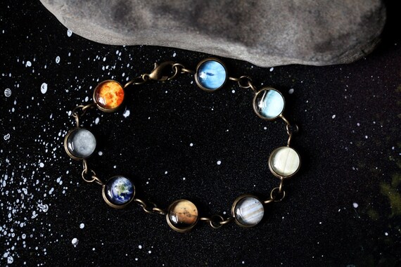 Solar System Bracelet Milky Way Galaxy Planet Jewelry Astronomy Universe Planetary Jewelry Unique Outer Space Jewellery