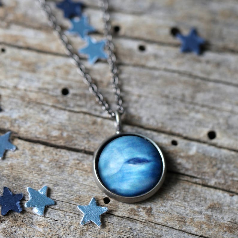 Neptune Planet Pendant - Galaxy Space Necklace - Gunmetal or Bronze - Petite Solar System - Cosmic Jewelry,  Pisces Ruling Planet