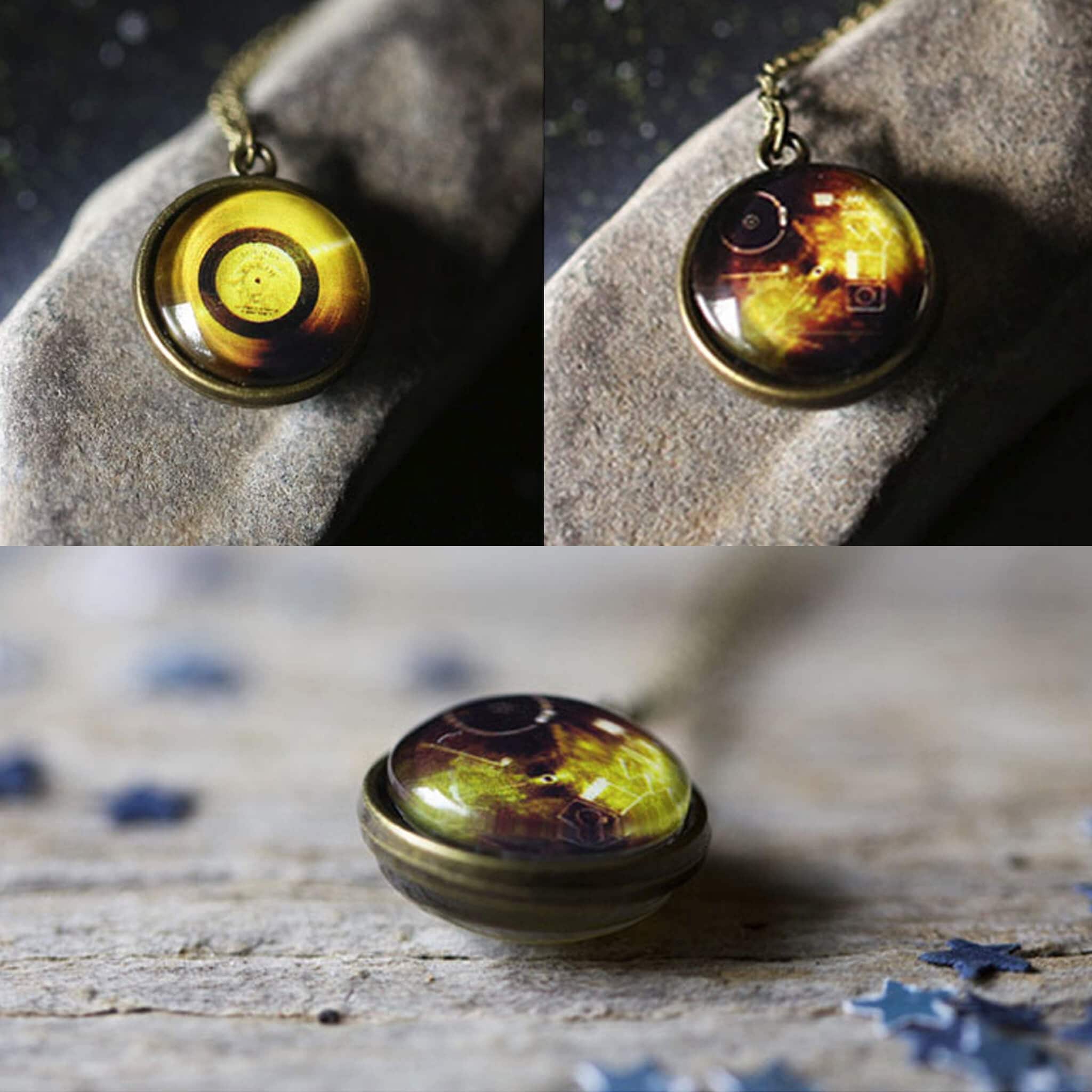 Voyager Golden Record Double-sided Necklace - Space Probe Jewelry