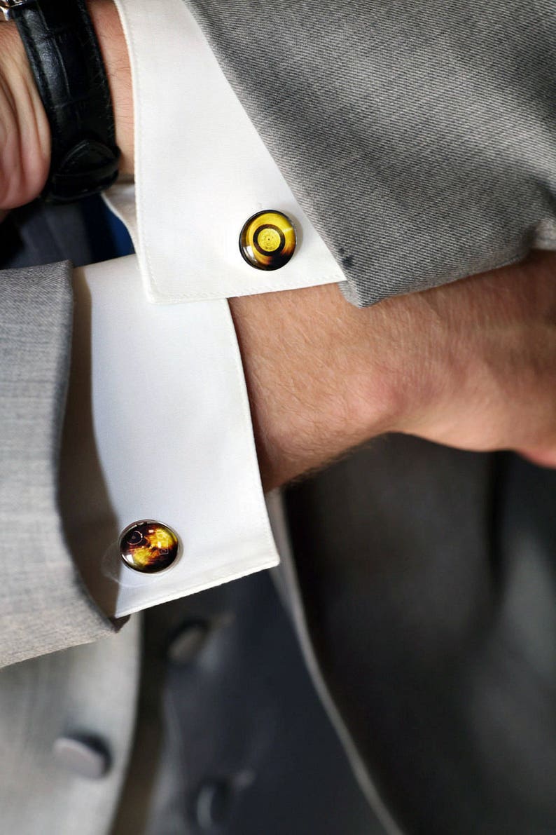 NASA Planetary Society Voyager Golden Record Cufflinks Sounds of Earth Gold Disc- Voyager Space Probe Cuff Links- Mens Science Accessory