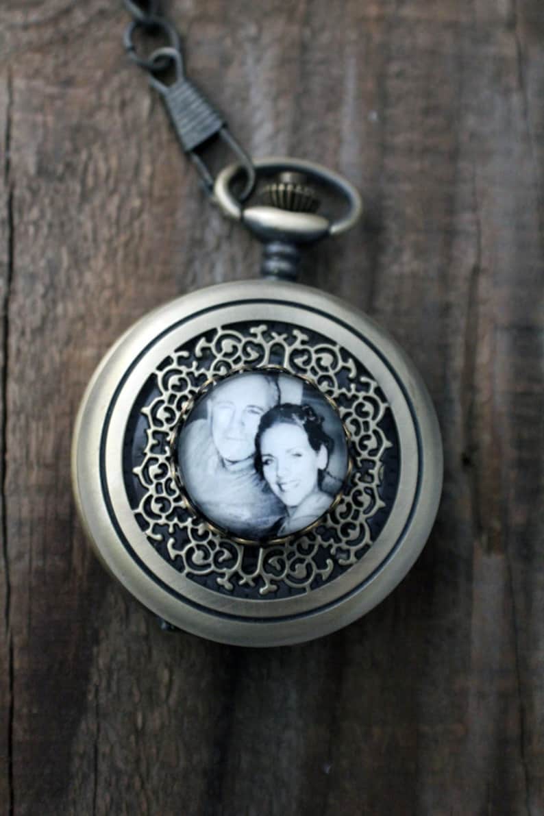 Custom Pocket Watch Personalized Bronze Photo Pocket Watch Etsy