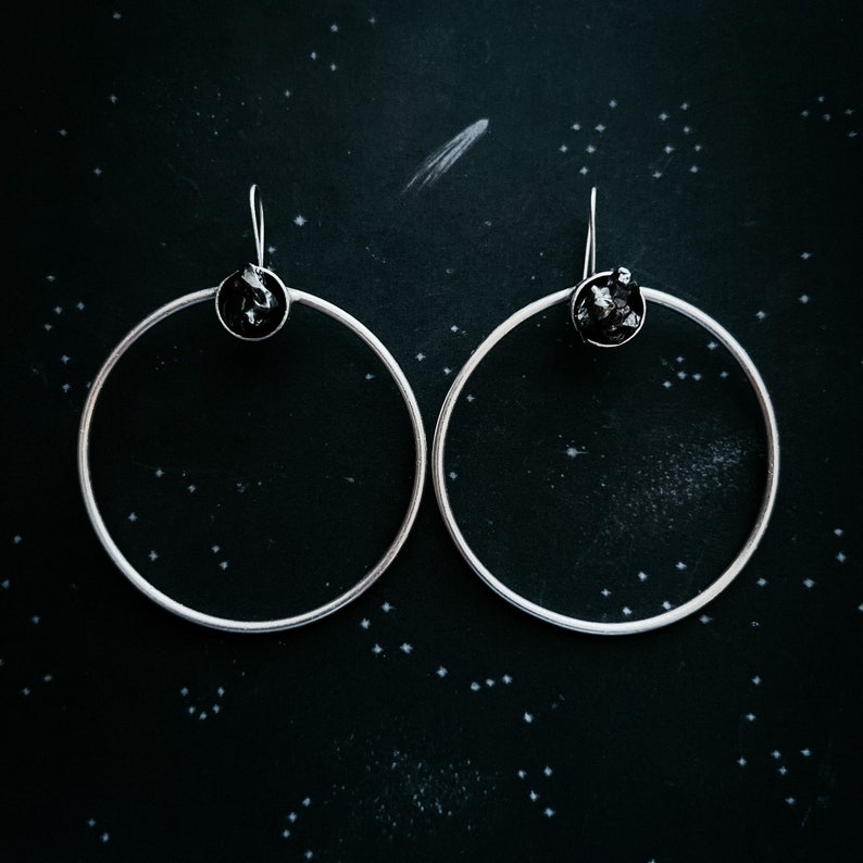 Large Hoop Earrings with Meteorite