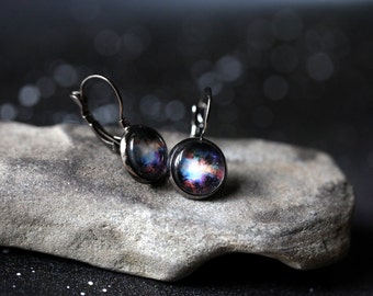 Galaxy Outer Space Earrings - Design Your Own - Pick from Galaxy, Planets, Moon, Sun, Nebula Options - Stud or Lever back Dangle Earrings