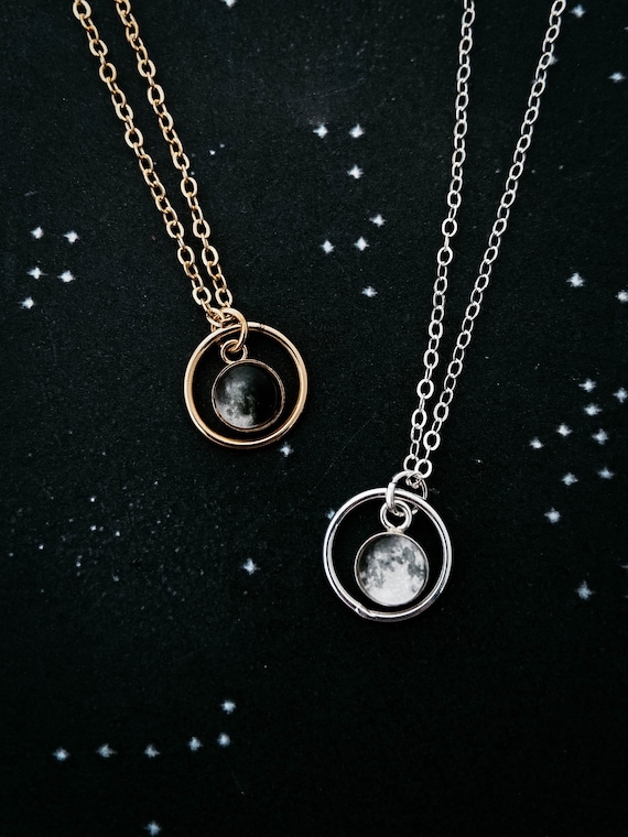 My Moon Mini Halo Pendant Charm Custom Moon Phase Jewelry From Birthdays Weddings Memorial Personalized Lunar Jewelry by Yugen Tribe Etsy UK