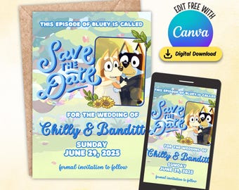 Blue Dog Save The Date Invite
