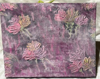 Peinture acrylique 3D originale à fleurs violettes en sourdine