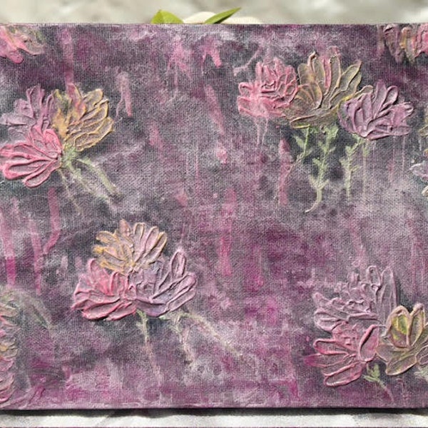 Muted 3D Purple Flowered Original Acrylic Painting