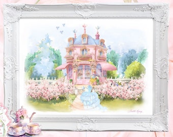 Antoinette roze theesalon-print