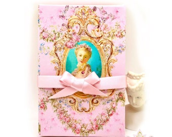 Marie Antoinette Barock-Porträt-handgefertigte Box und vier ausgefallene Stanzetiketten