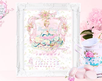 2024 Marie Antoinette Watercolor Gift Calendar Two Sizes