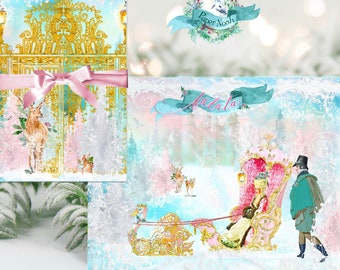 Marie Antoinette Diorama Karten Set mit schimmernden Umschlägen