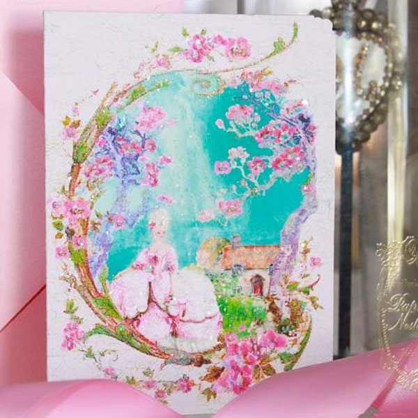 Pink Cherry Blossom Spring/Easter for Marie Antoinette Set of 6 Cards and Shimmer Envelopes