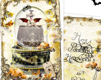 Marie Antoinette Halloween le Poison Witch Card Set 6 with Die Cut Seals Two Styles