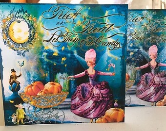 Marie Antoinette Halloween Masquerade Monsters Ball Fun with Envelopes and Seals Set of 4