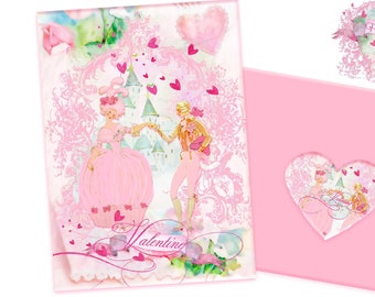 Valentines Amoure Marie Antoinette Pink Couple Folding Cards Set of 6